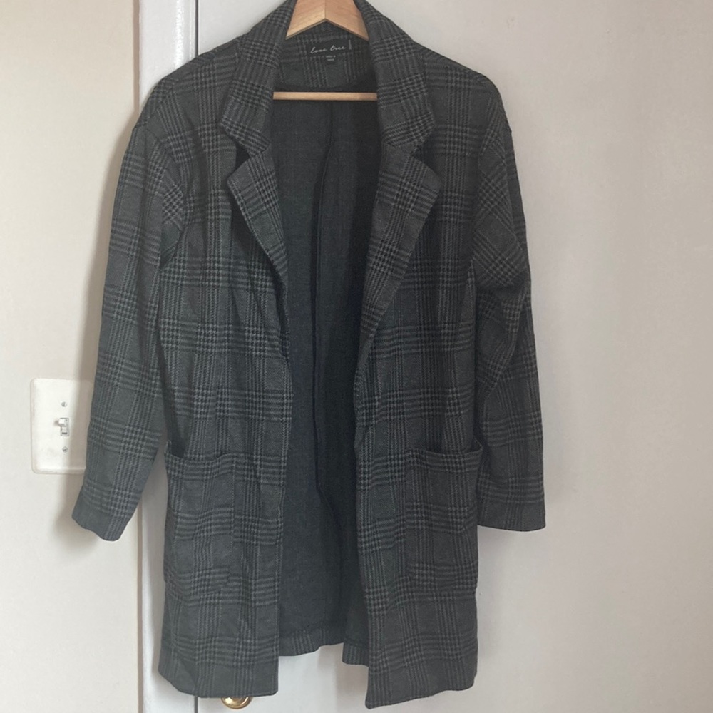 Sz M black and grey cotton oversized blazer